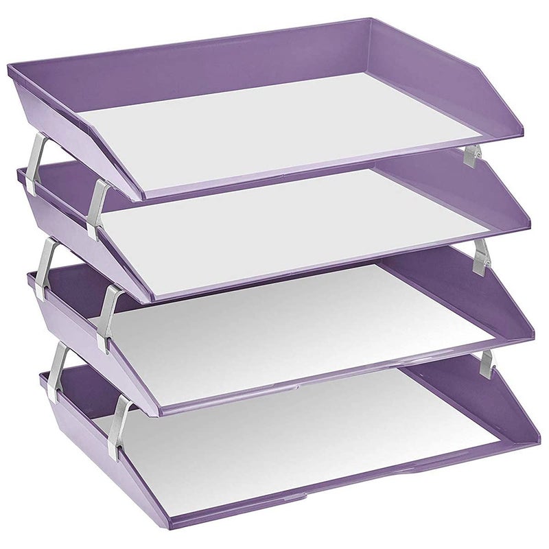 Acrimet Facility 4 Tier Letter Tray, Side Load, Letter Size/A4, Desktop File Organizer, Plastic (Solid Purple) - Image 2